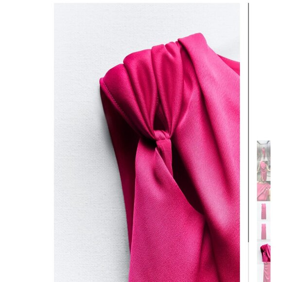 ZARA KNOTTED SHOULDER SATIN EFFECT DRESS Size S NEW WITH TAG! - Picture 8 of 9